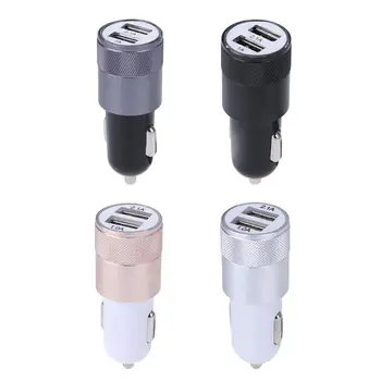 

LED 5V Metal Dual USB Car Charger Aluminium Alloy 2.1A Aluminium Alloy Car Cigarette Lighter Adapter car accessaries