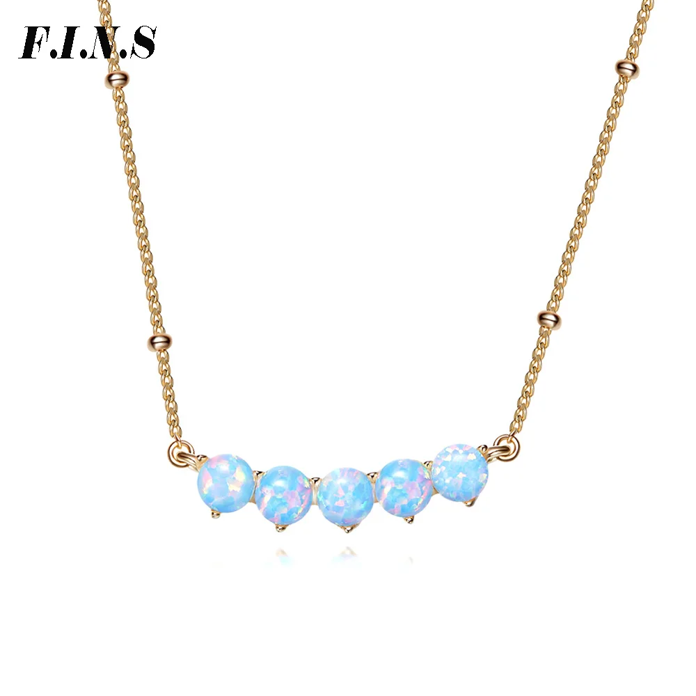 

F.I.N.S Fashion Jewelry Blue Green White Imitation Opal Necklaces Pendants Elegant Party Statement Jewelry Silver 925 Jewelry