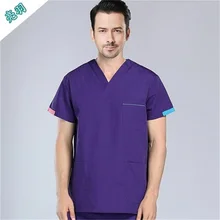 Медицинская одежда с короткими рукавами для скорой помощи, Хлопковая женская одежда, мужские костюмы врача, 2 шт. хирургические халаты