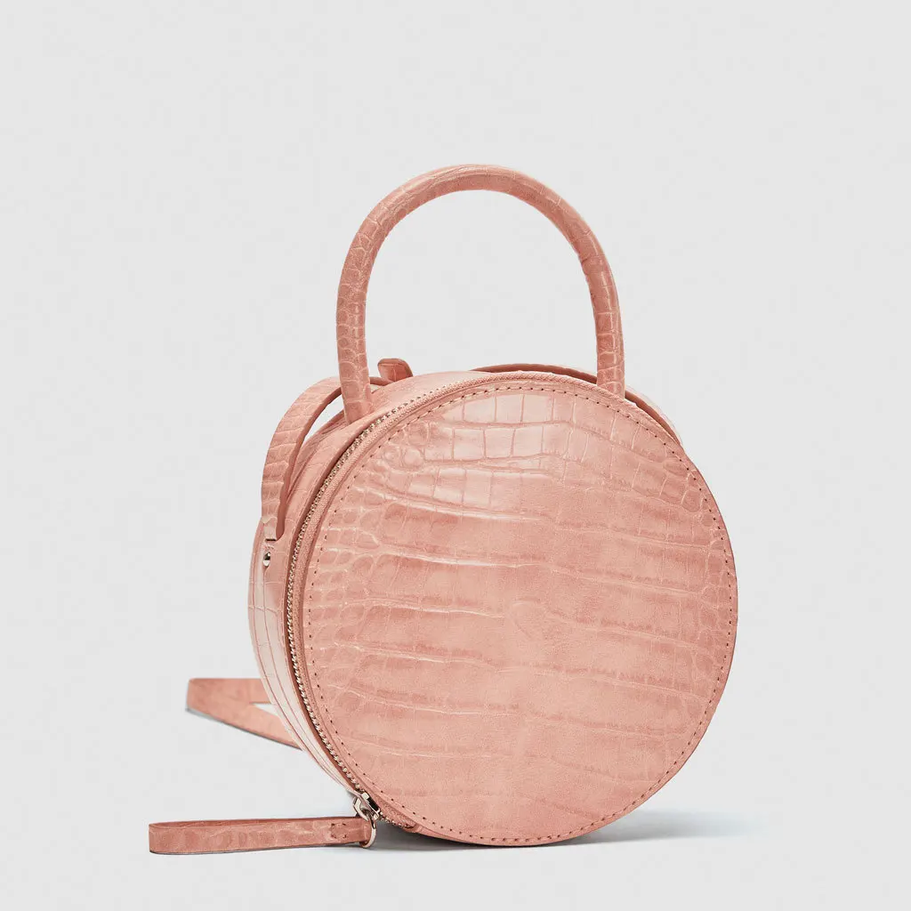 

2018 New Pattern Circle Bag Han Banchao Single Shoulder Satchel Round Mini- Crocodile Grain Package PU Leather Messenger Bags