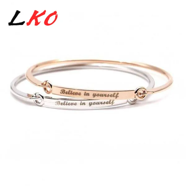 

LKO 2017 Women's Rose Jewelry Friendship Bracelet Bijoux Classic Believe In Yourself Letter Bracelet