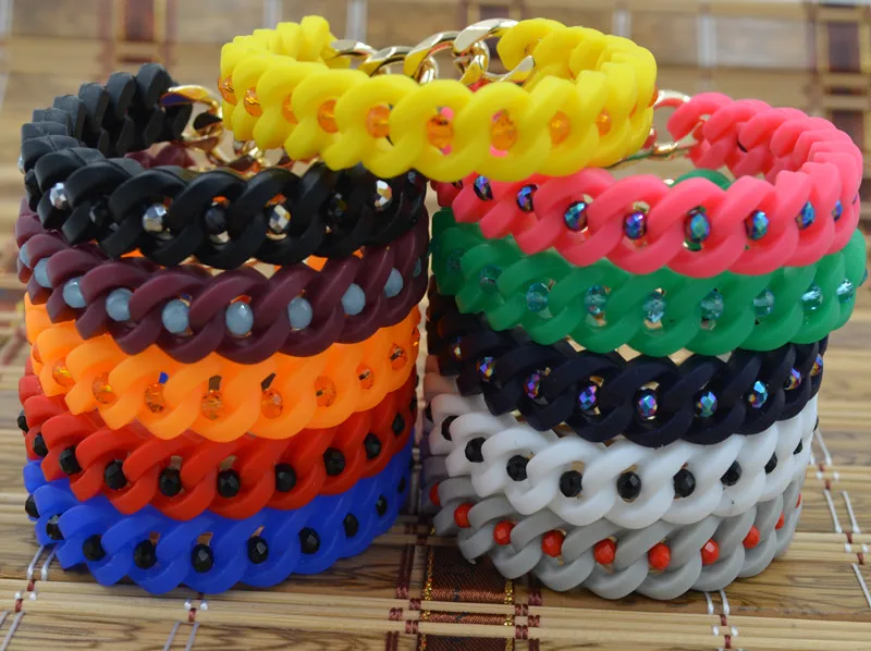 Free DHL wholesale infinity Charm silicone bracelet crystal beaded