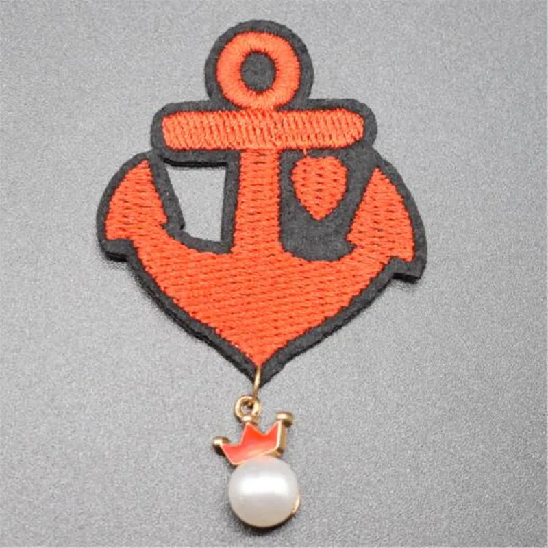 

Embroidery biker patch Red anchor bead crown deal with it Girls clothes iron on patches for clothing baby Diy flower stickers