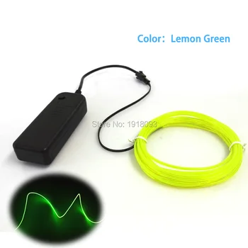 

Hot! 2M 2.3mm Lemon green Neon Light Car Dance Party Decor TV Light Flexible EL Wire Rope Tube LED Strip With Controller