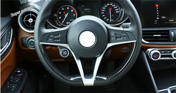 

Lapetus Steering Wheel Frame Cover Trim For Alfa Romeo Stelvio 2017 2018 2019 2020 Accessories Interior Matte ABS Carbon Fiber