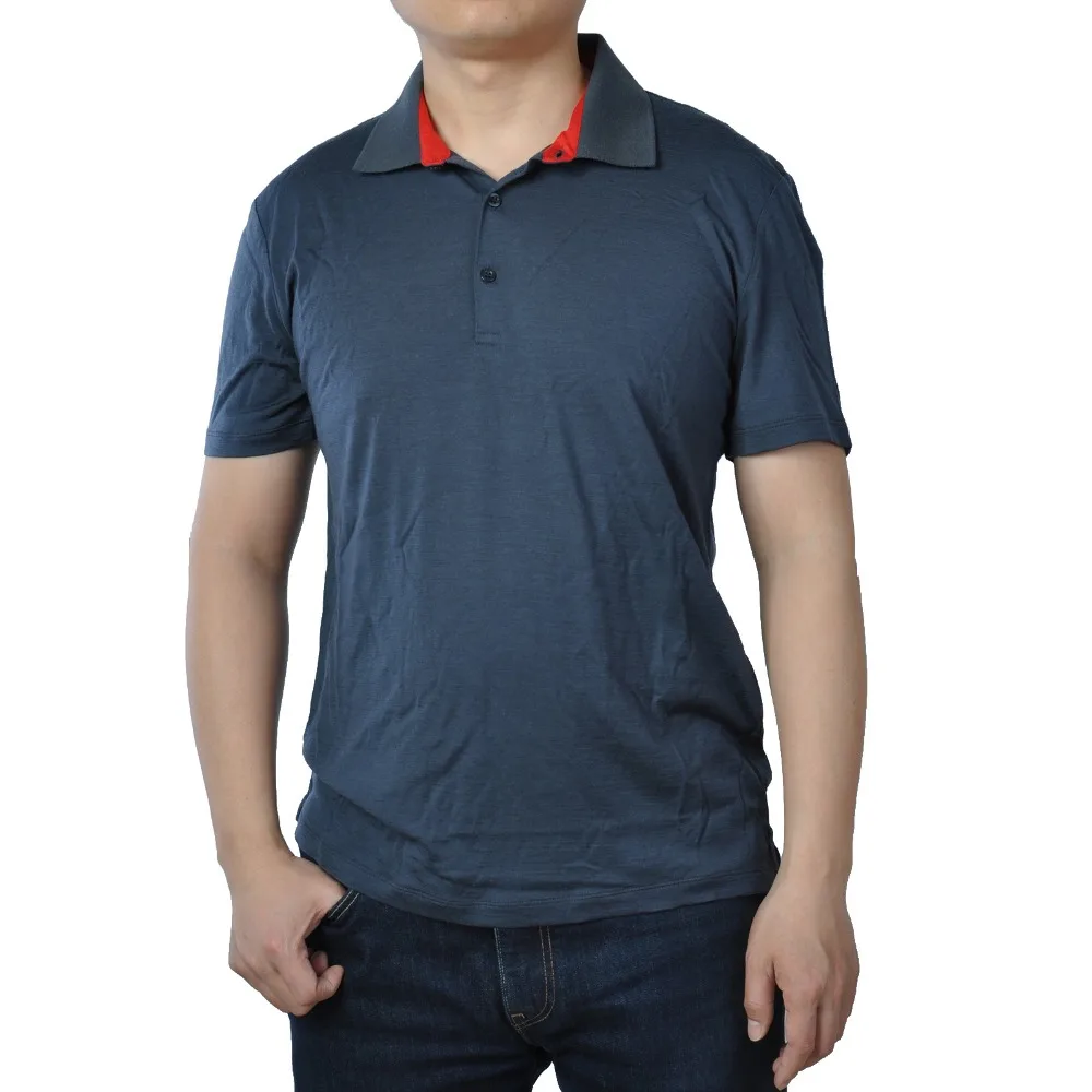 Новинка, летняя мужская рубашка поло из мериносовой шерсти с коротким рукавом, легкая футболка с отворотом и v-образным воротником на пуговицах