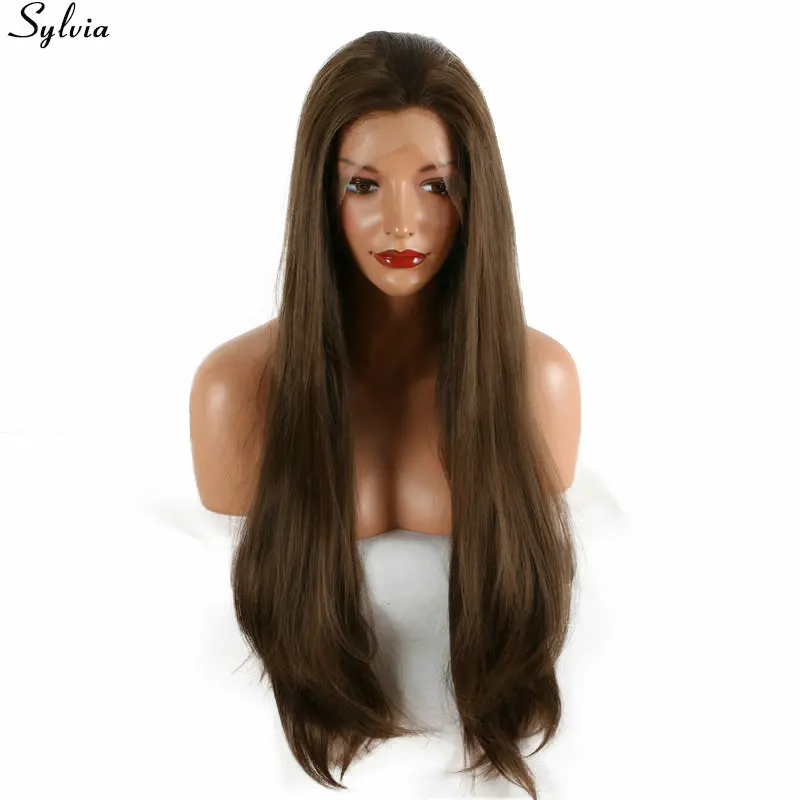 natural brown synthetic lace front wig (3)