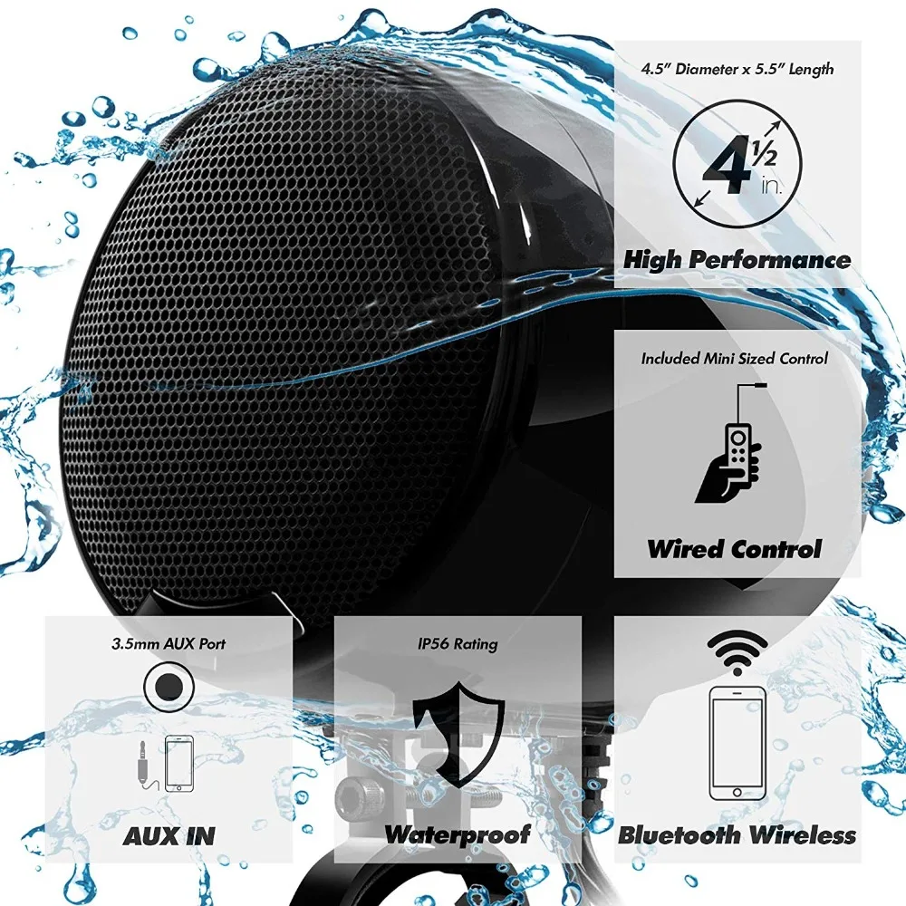 MotoQueen SPK400A 4 канала 5 дюйма мотоцикл bluetooth динамики 1200 W усилитель стерео аудио