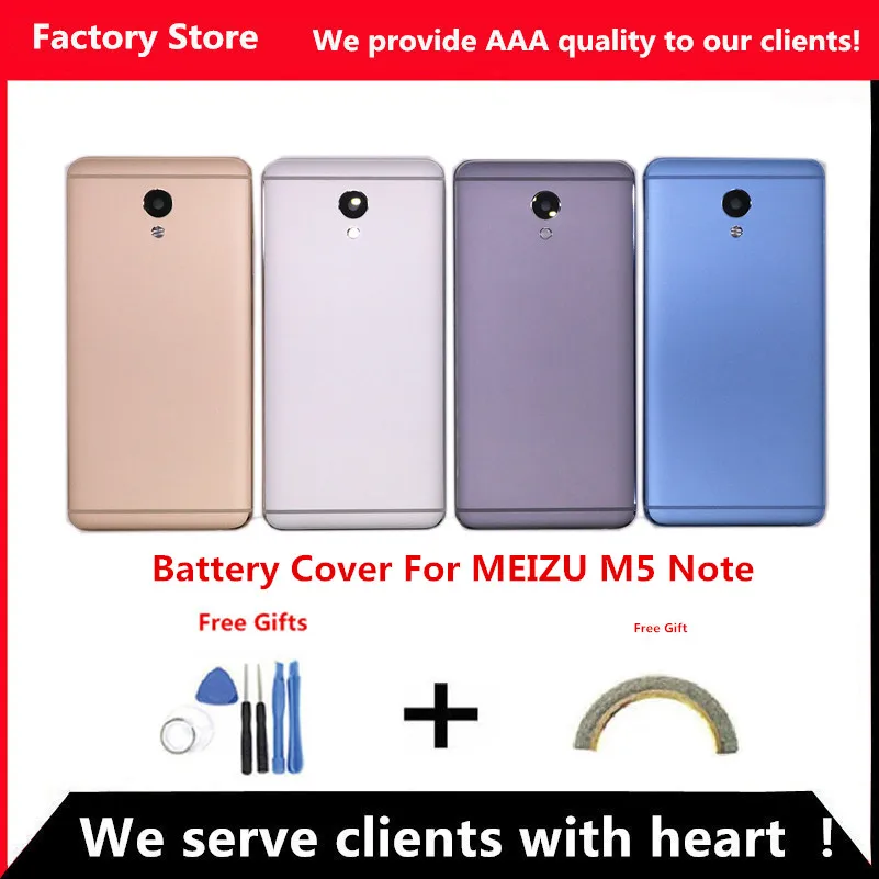 Крышка батарейного отсека качества AAA для Meizu M5 Note задняя крышка чехол объектива