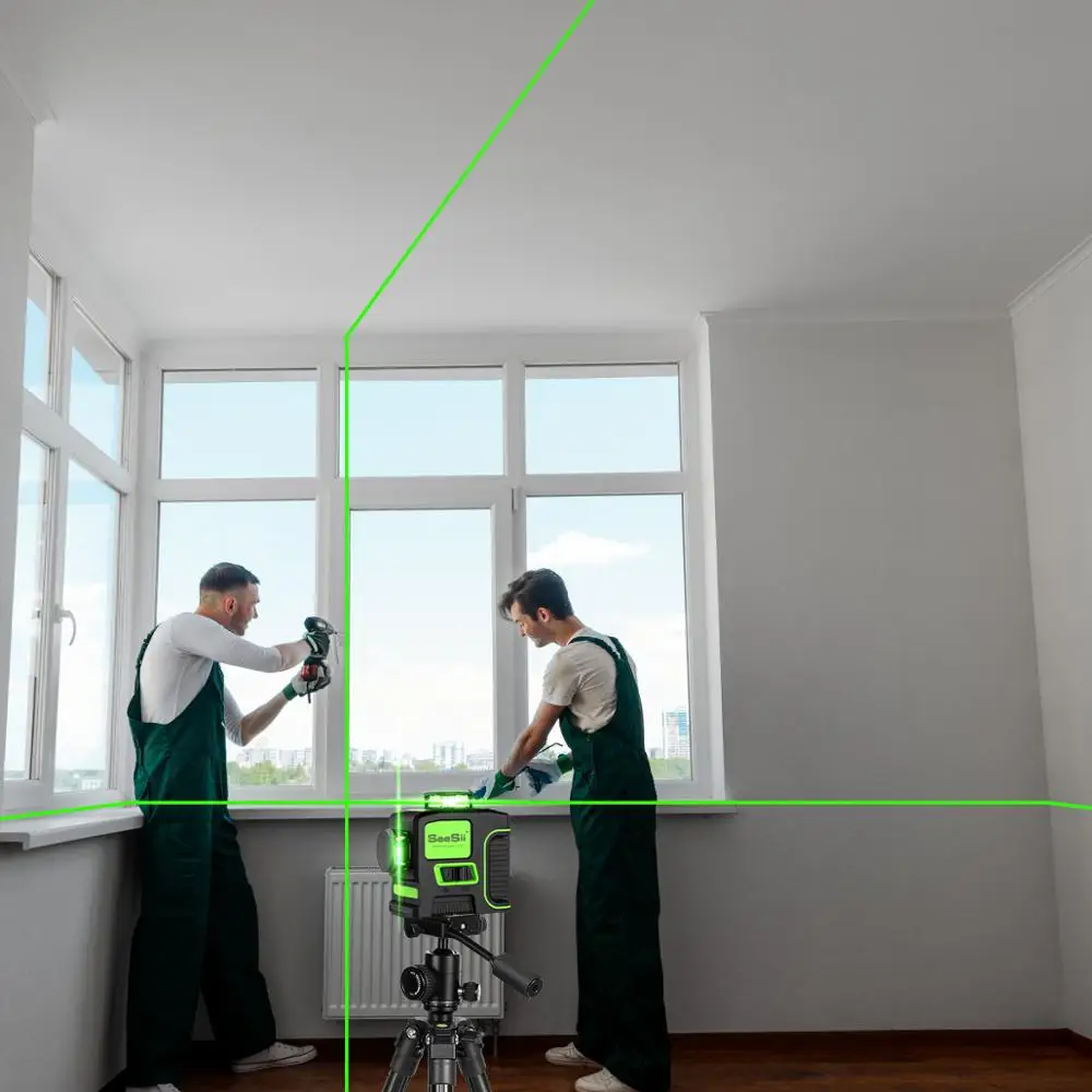 SeeSii 12 Lines 3D Green Laser Level Self-leveling Horizontal&Vertical 360 Degree 8 Lines 2D Cross Line kruislaser nivel verde