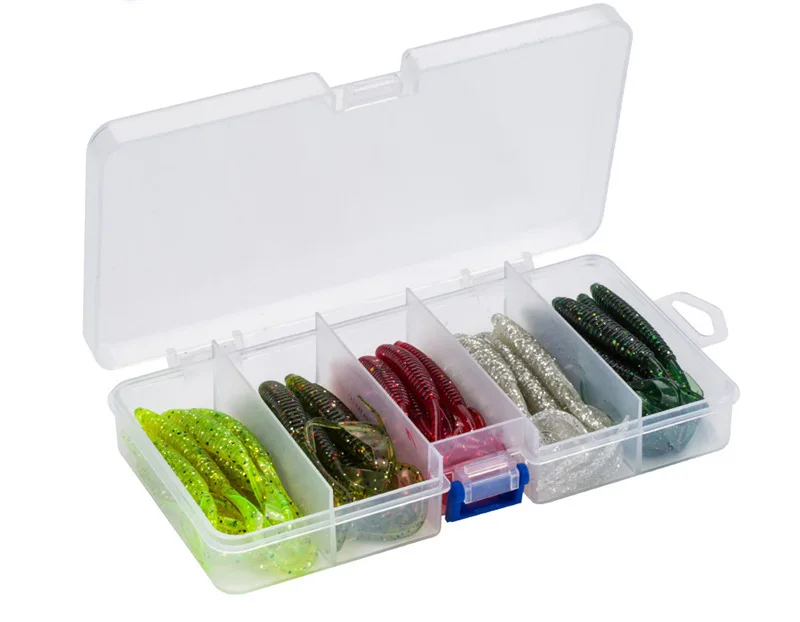 

40pcs/box 9.5cm Silicone Grubby Tail Swim Soft Bait Set Sea Fishing Tackle Pesca Wobblers Worm Fishing Lure