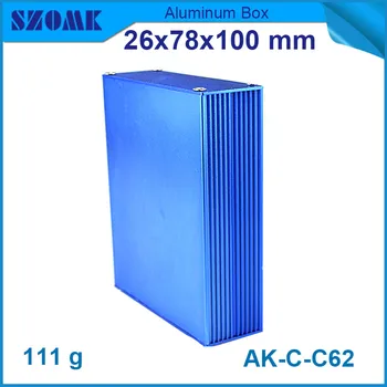 

4pcs/lot blue anodizing aluminum extrusion housing for electronics with heatsink for power 26*78*100mm