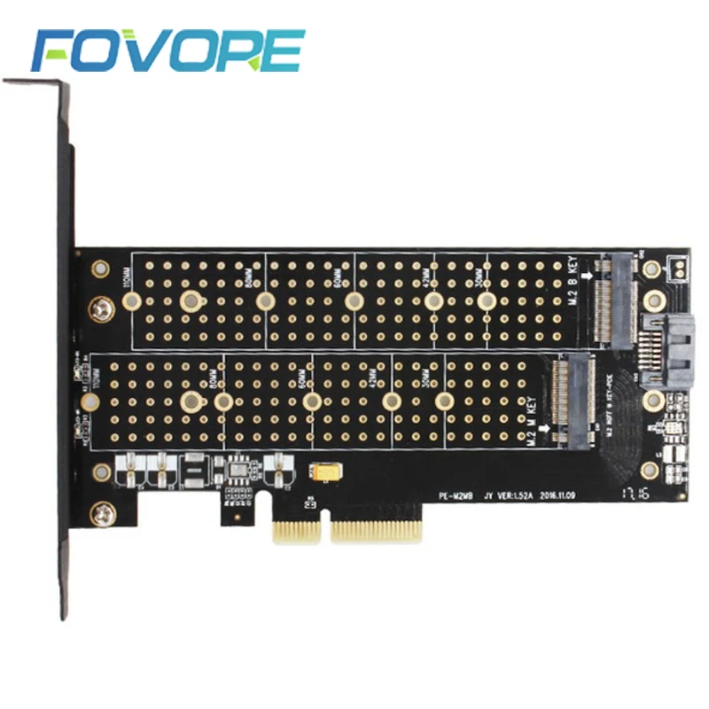M.2 NVMe SSD NGFF к PCIE X4 адаптер M ключ B двойной интерфейс карты все размеры m2 Поддержка PCI