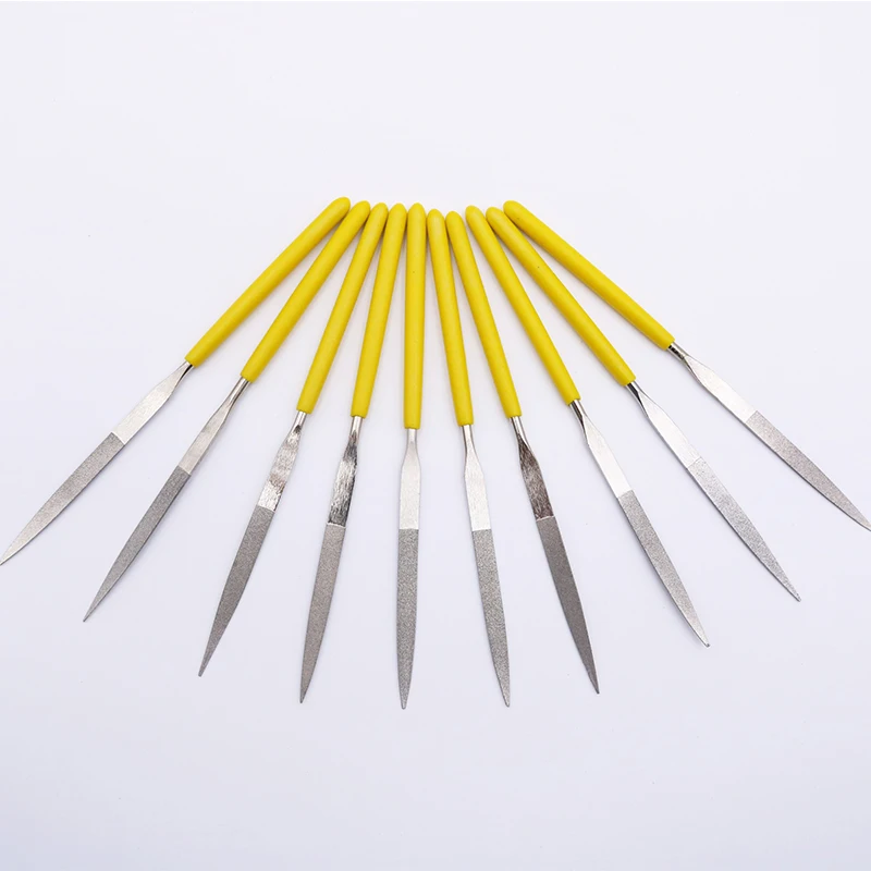 10 pcs 140mm ultrathin diamond coated needle file willow leaf double sided mini metal polishing single side |