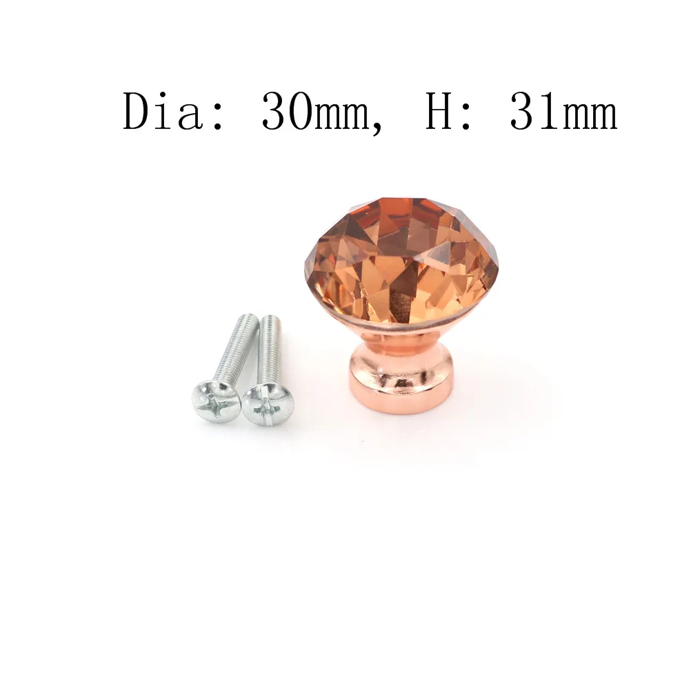 

30mm, Wardrobe Handles Hardware Diamond Shape Design Crystal Glass Knobs Cupboard Drawer Pull Kitchen Cabinet Door