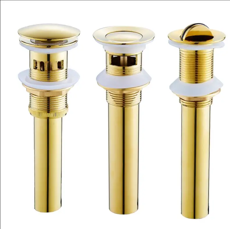 High quality Solid Brass Bathroom Lavatory Sink Push-down Pop Up Basin Drain With Gold/Chrome bathroom parts faucet accessories High quality Solid Brass Bathroom Lavatory Sink Push-down Pop Up Basin Drain With Gold/Chrome bathroom parts faucet accessories