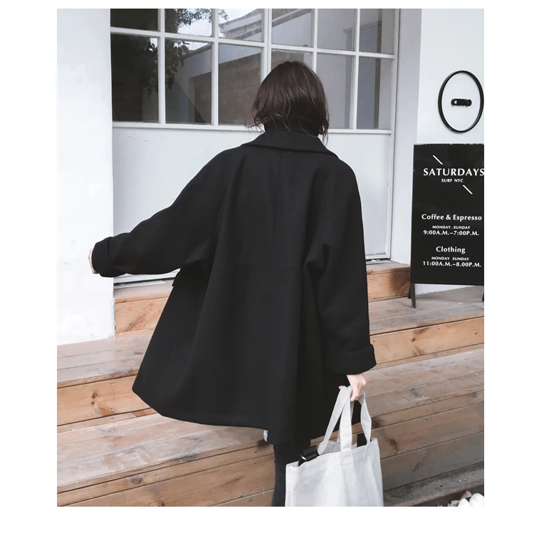LKGHULO/зимняя женская шерстяная куртка большого размера, пальто 2018, осенняя мода, средней длины, высокое качество, карман, женская верхняя