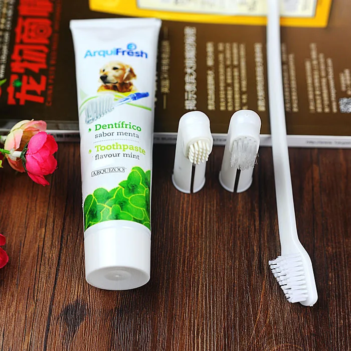 3 PCS Brushes soft small big dog pet finger Toothbrush and Toothpaste