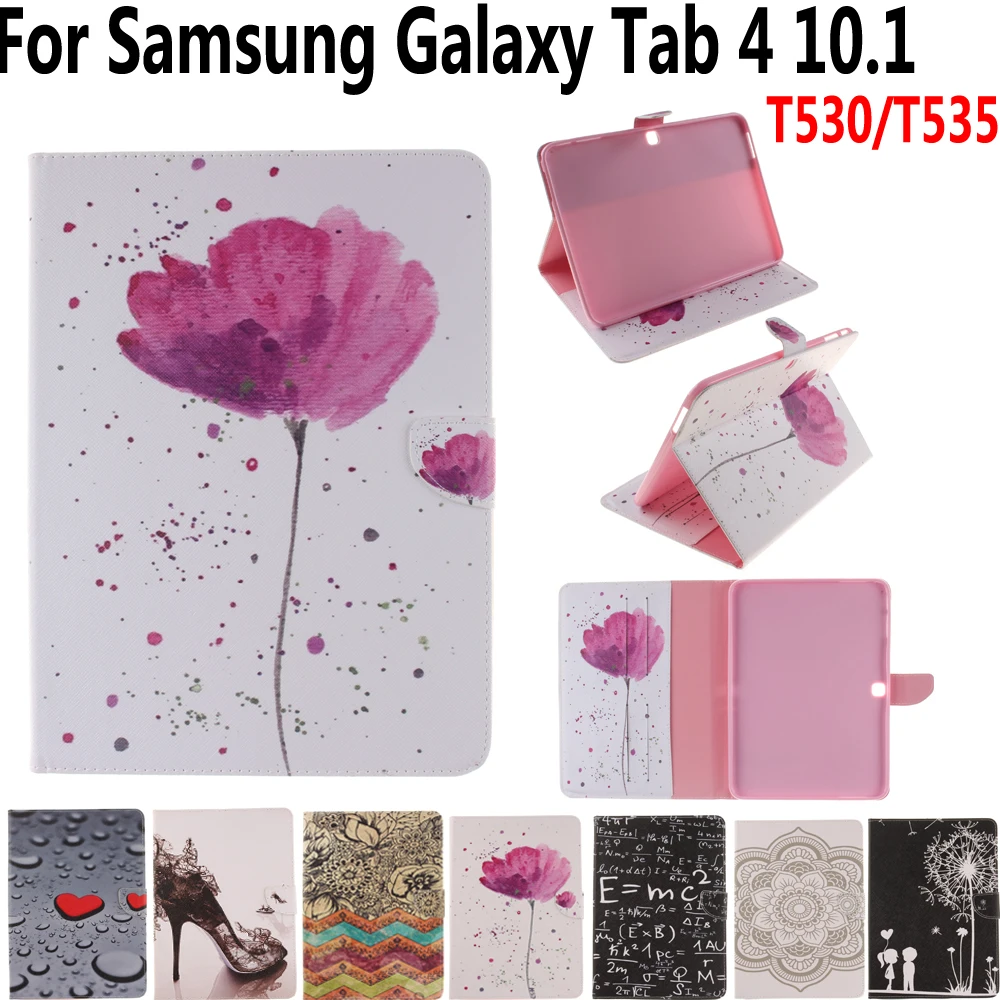 

Tablet Cover Case for Samsung Galaxy Tab4 Tab 4 10.1 T530 T531 T535 Print Folio Smart Case with Stylus Pen for Samsung Tab4 10.1