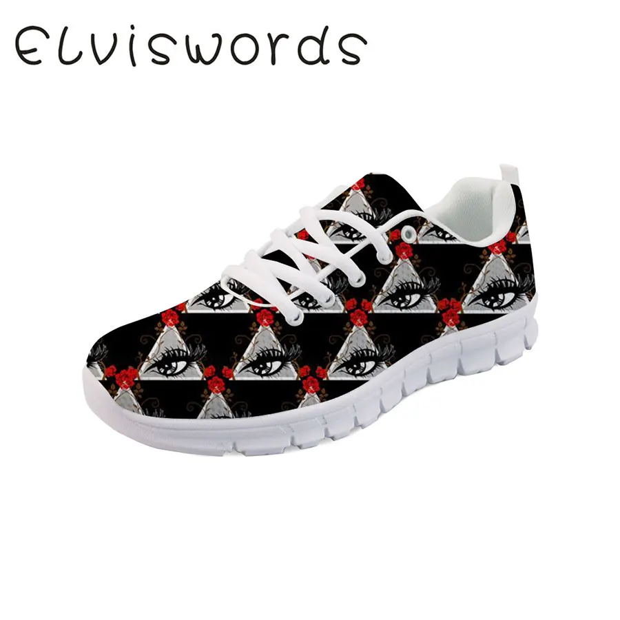 

Women Casual Shoes Fashion Eyes Printed Breathable Walking Lace-up Mesh Lightweight Flat Shoes Woman Sneakers Sport Shoes
