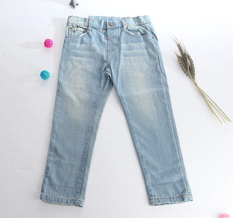 

(5Pcs/lot) Baby Cotton Full Jeans Pants Newborn Solid Mid Casual Spring Pants Long Infants Elastic Waist Pockets Boy Trousers