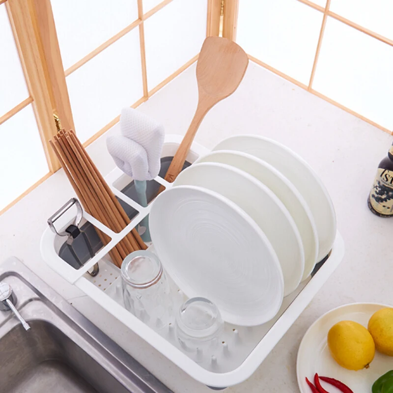 Folding Drain Bowl Rack Dish Rack Cutlery Storage Box Collapsible Dish Drainer Cutlery Stand Cup Holder Kitchen Tools