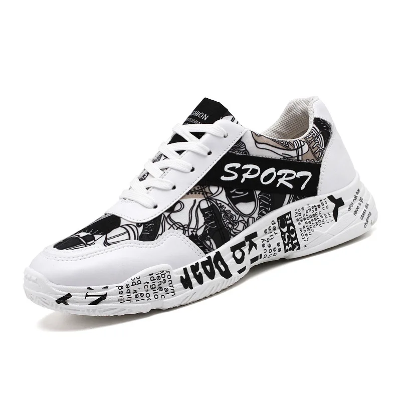 

Spring summer new creative irregular graffiti old tidal shoes shoes men's wild Korean version of the trend of white men's shoes