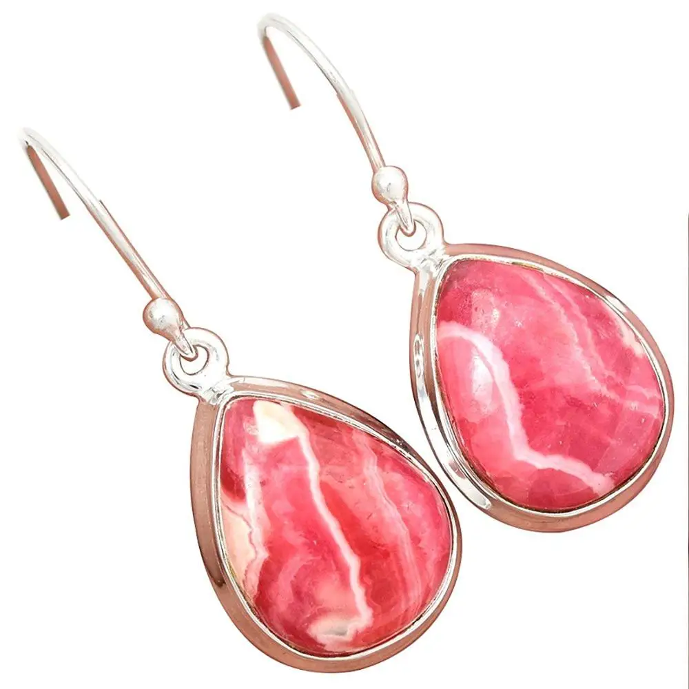 

Lovegem Genuine RHODOCHOSITE Earrings 925 Sterling Silver,33 mm, AE1313