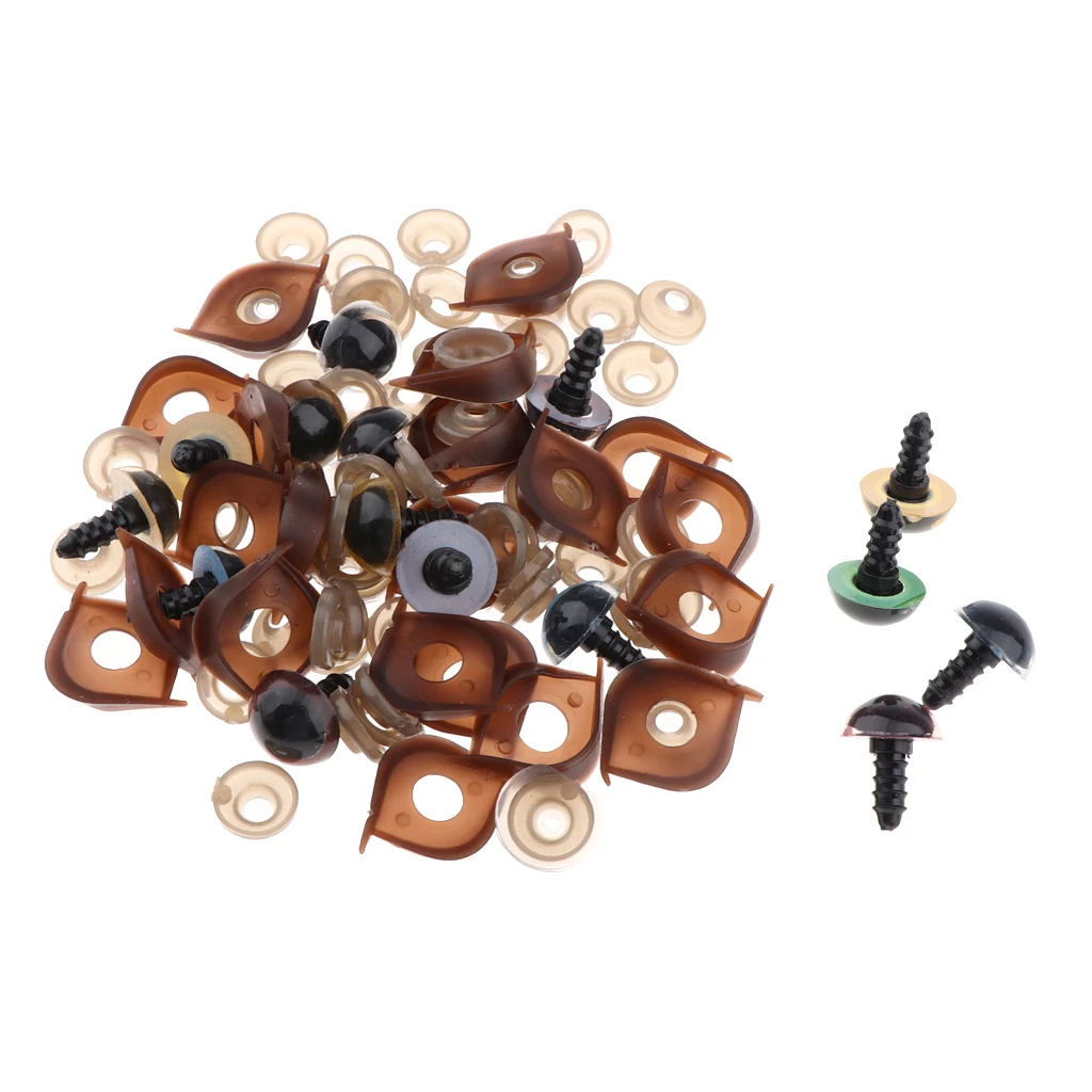 100Pcs Colorful Plastic Safety Eyes with Washers & Eyelid for Teddy Bear, Stuffed Animal Doll, Puppet Making Sewing Craft 14mm