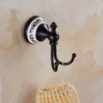 

Double Robe Hook Wall Mounted Porcelain Base Kitchen Bathroom Closet Towel Cloths Robe Coat Hangers Bath Accessories KD753