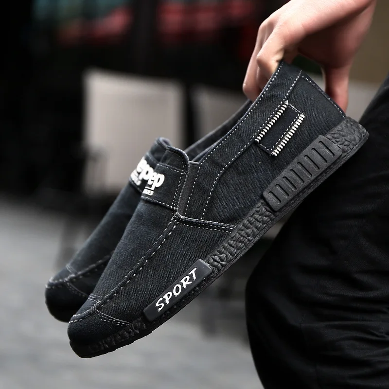 Prix pour Été 2017 poids Léger Haut de gamme Or impression Hommes Rétro Noir Noir À Laver Cowboy Toile rivés chaussures Prix pour Été 2017 poids Léger Haut de gamme Or impression Hommes Rétro Noir Noir À Laver Cowboy Toile rivés chaussures