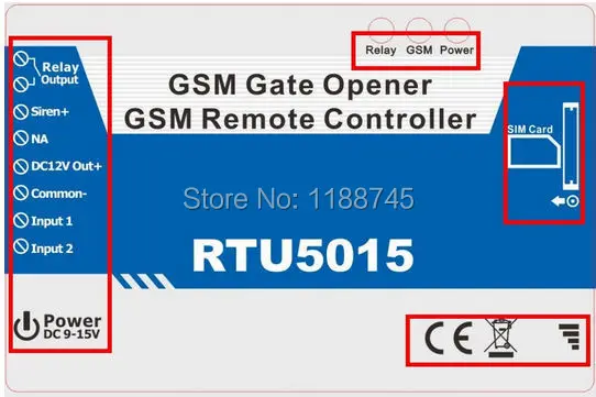 RTU5015 обновленный GSM ворот открывания двери оператора с SMS Пульт дистанционного управления сигнализации 1 выход и 2 входа приложение