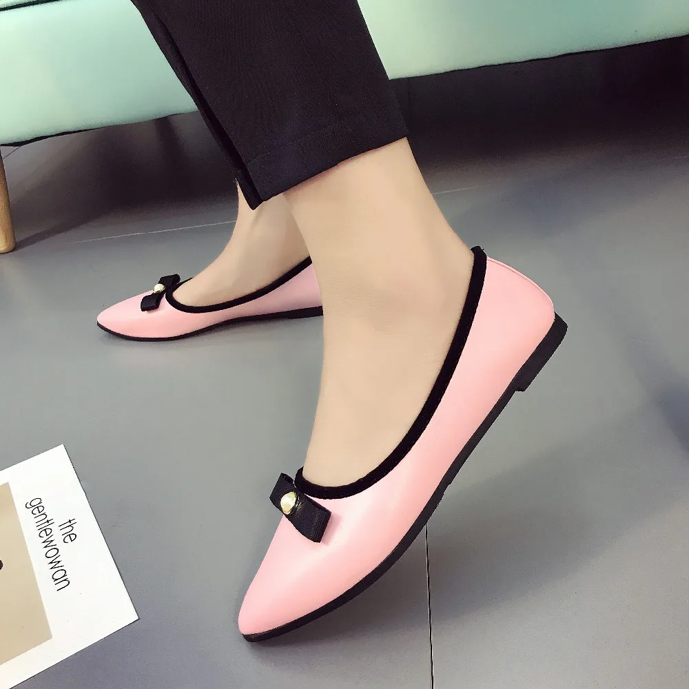 Unique Bout Chaussures Automne Asakuchi noir Glissement Cuir rose forme Appartements En Printemps Sur Pointu Plate Perle 2018 Mocassins Beige Femmes Plates O6q4t5xw