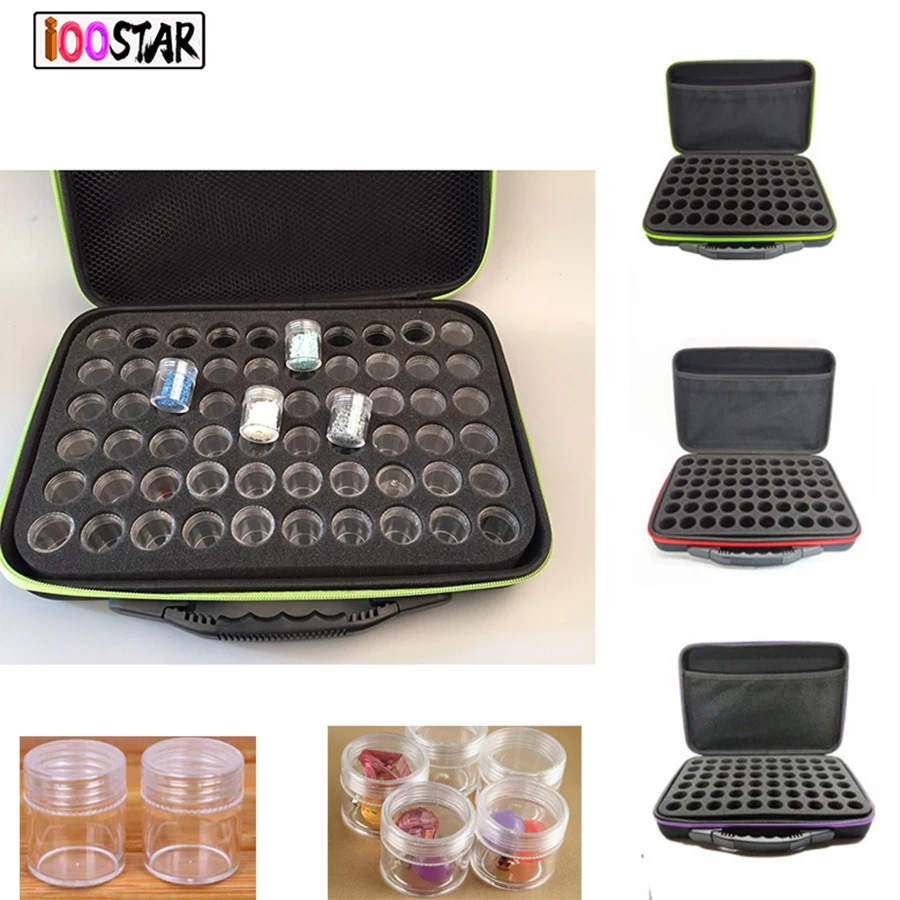 

60 Bottles new Diamond Painting Box Container Storage Full Square Carry Case Holder Storage Hand Bag Zipper Design Shockproof