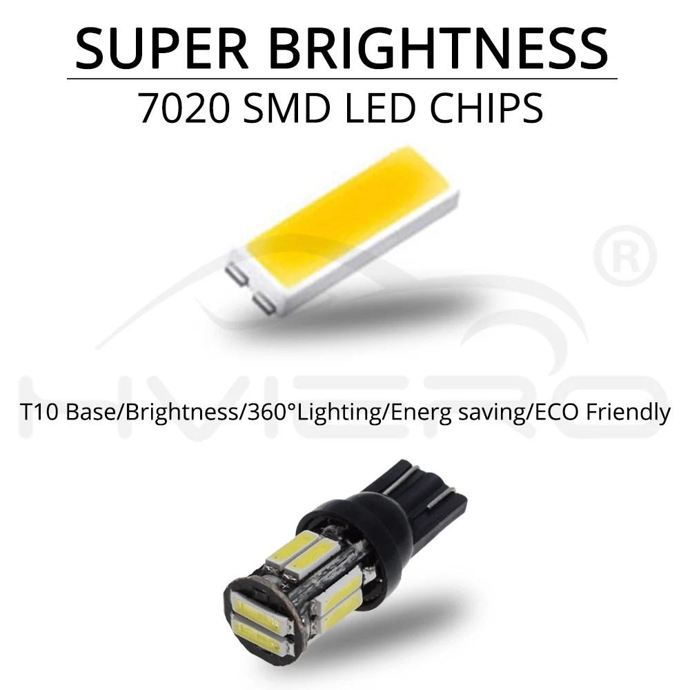 10X W5W 10 светодиодный 7020 SMD автомобилей T10 светодиодный 194 168 Клин Замена обратный инструмент Панель лампа белого и синего цвета лампы для