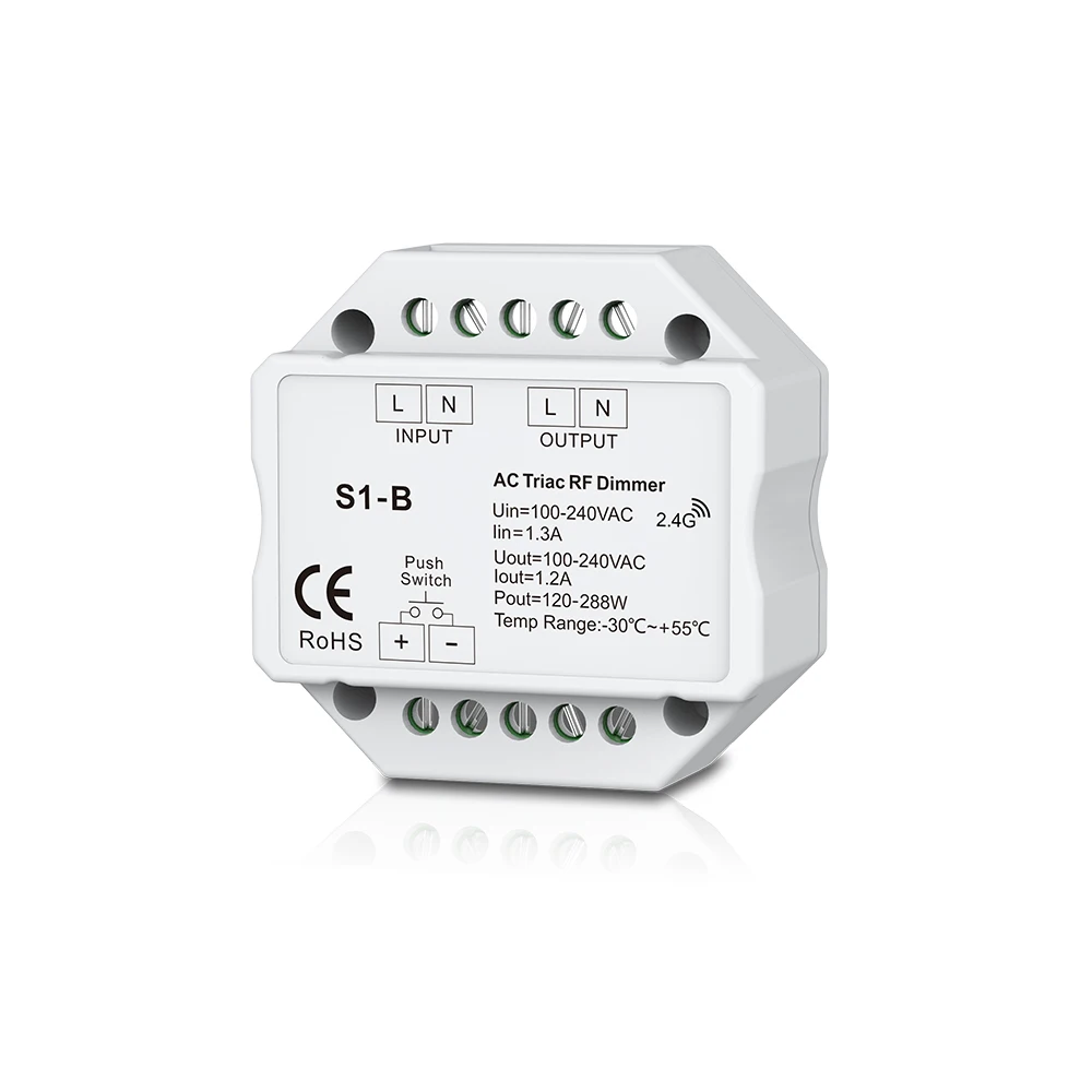 R1 (белый) AC Triac RF + Push Dimmer &amp Switch100-240VAC вход 200-480W выход | Лампы и освещение