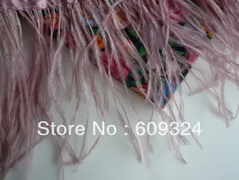

free shipping 10 yards/lot Dusty Rose 1 ply ostrich feather trimming fringe on Satin Header 5- 6" in width for sewing
