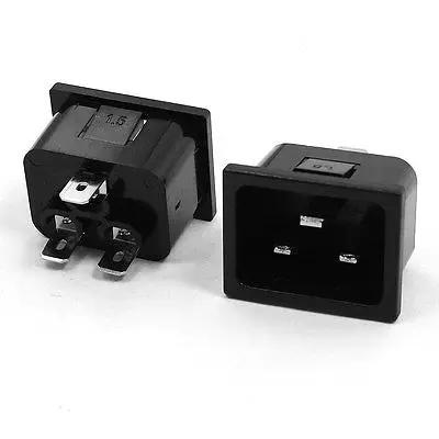 

2 Pcs Pannel Mount 250V 16A 3 Pin C14 Plug Type AC Power Inlet Socket