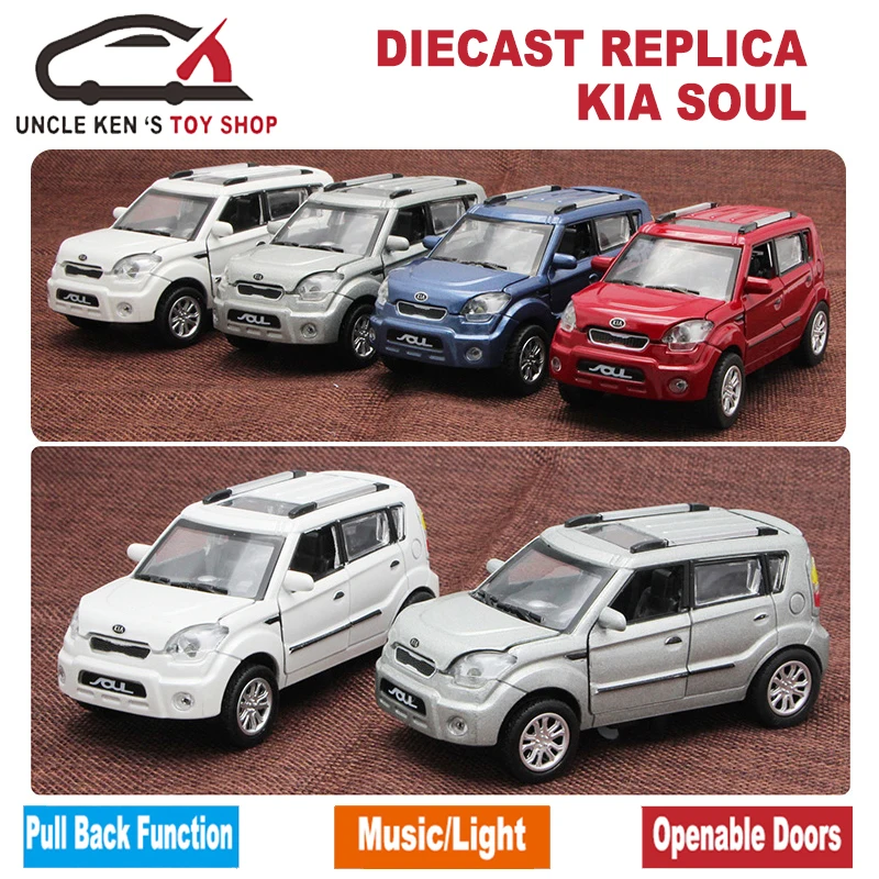  Diecast Kia Soul Scale Model Car Kids Metal Brand Toys Collection Gift With Openable Door/Pull Back
