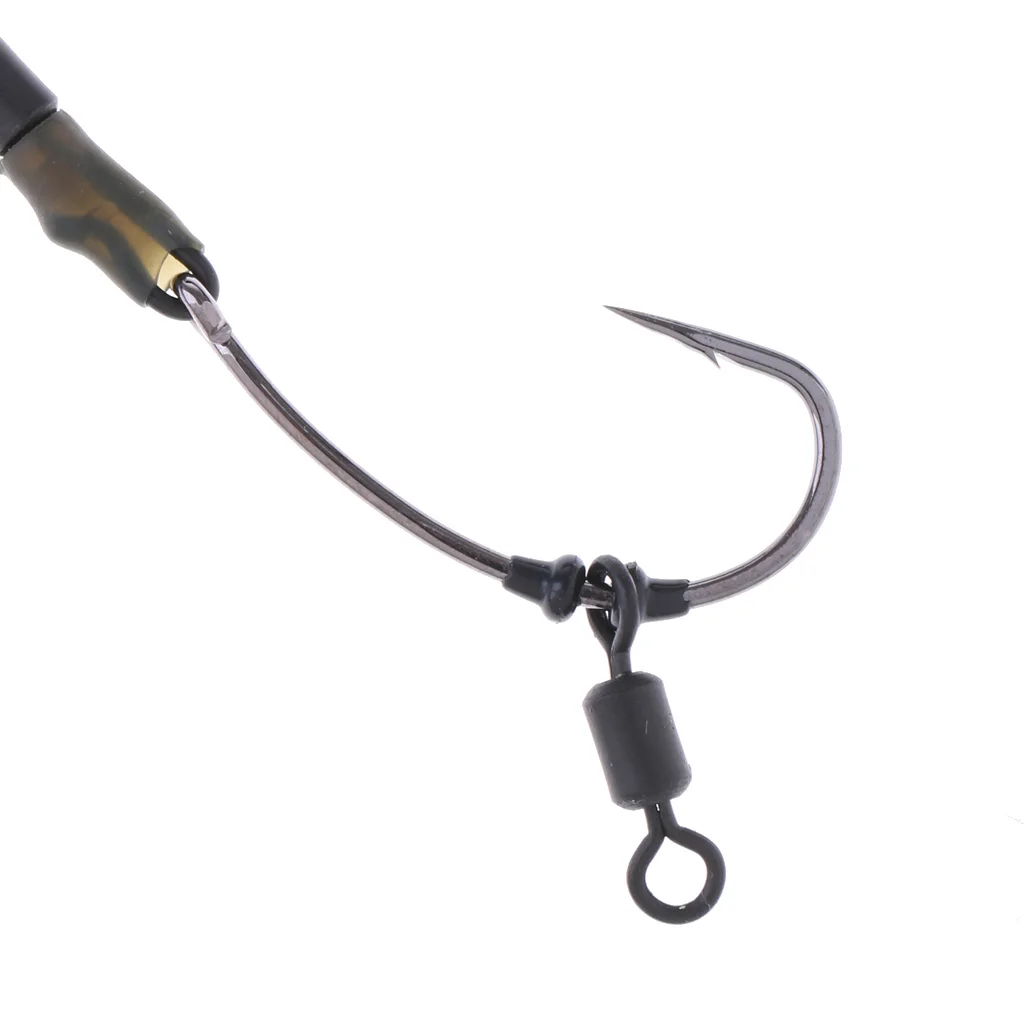 3Pcs Ready Tied Chod Rigs Barbed Carp Fishing Hair Rigs with Swivels Rings Fishing Tools Accessories