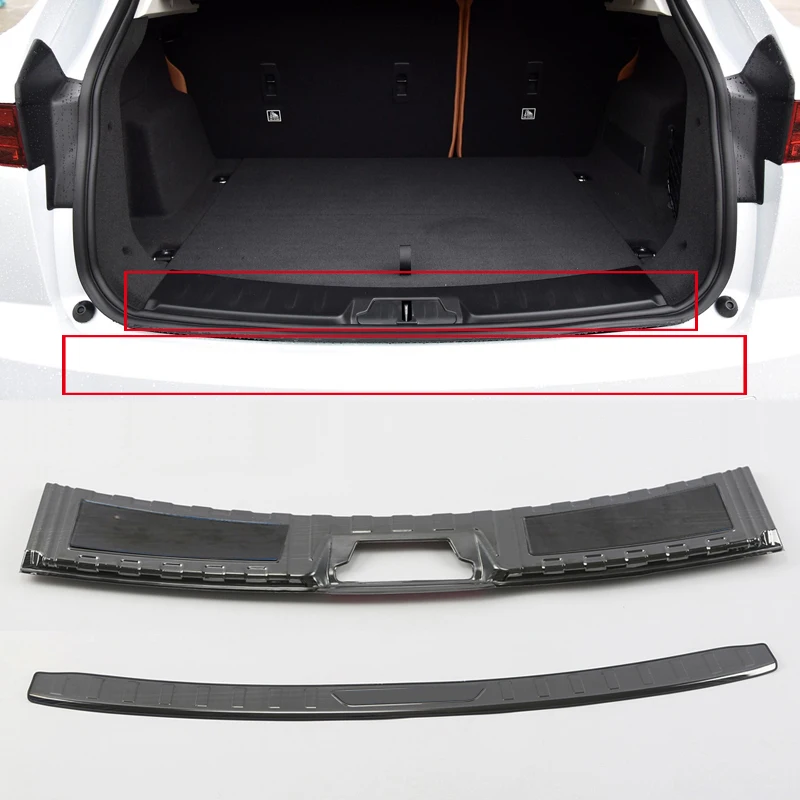 

For Jaguar E-Pace 2017-2019 Inner&Outer Rear Trunk Boot Bumper Protector Guard Molding Trim 2pcs Stainless Steel