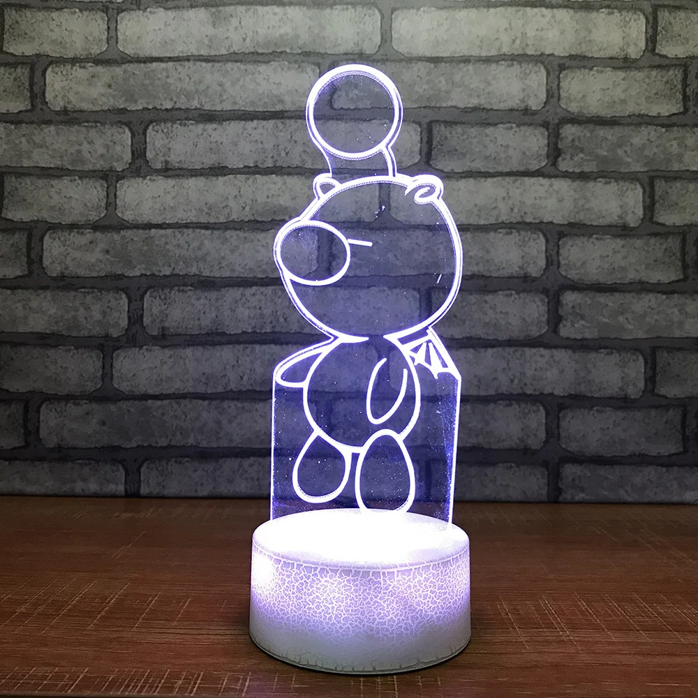 7 красочных изменение атмосферы Ночник LED 3D маленький медведь Шар Настольная