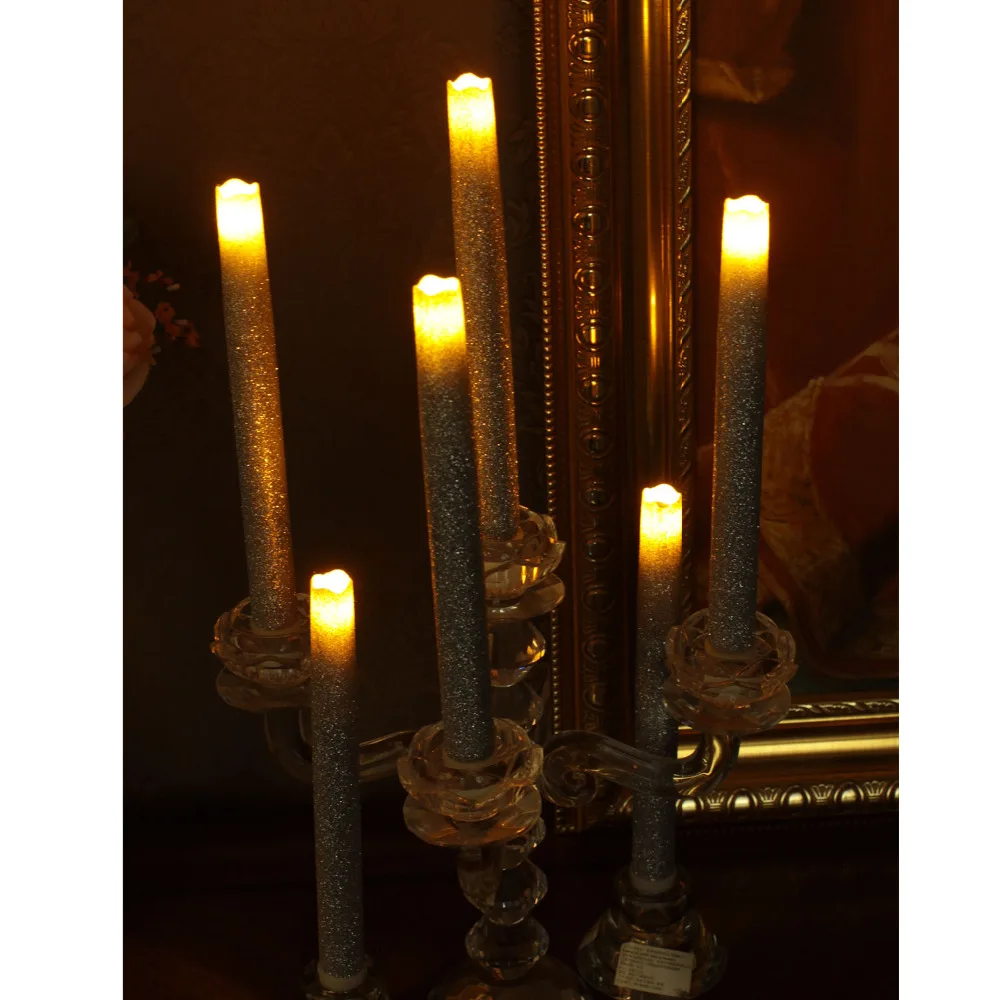 12"LED Flameless Dripless Led Taper Candles with Timer Function