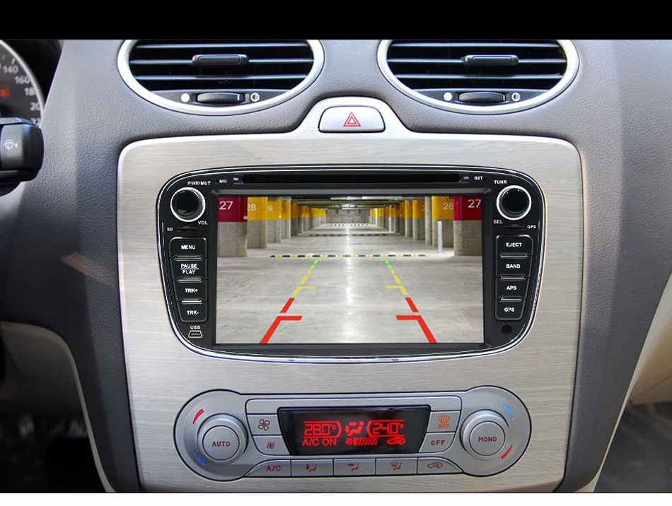 Top Eunavi 2 Din 7" Android 9.1 Car DVD Player Online Map GPS Navigation WIFI  for Ford focus II Galaxy Transit Tourneo Mondeo 8
