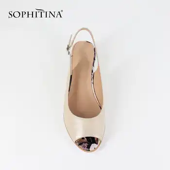SOPHITINA 2019 Fashion Wedges Sandals Russia Big Size 36-44 Genuine Leather Buckle Strap Casual Shoes Woman Flower Sandals SC22