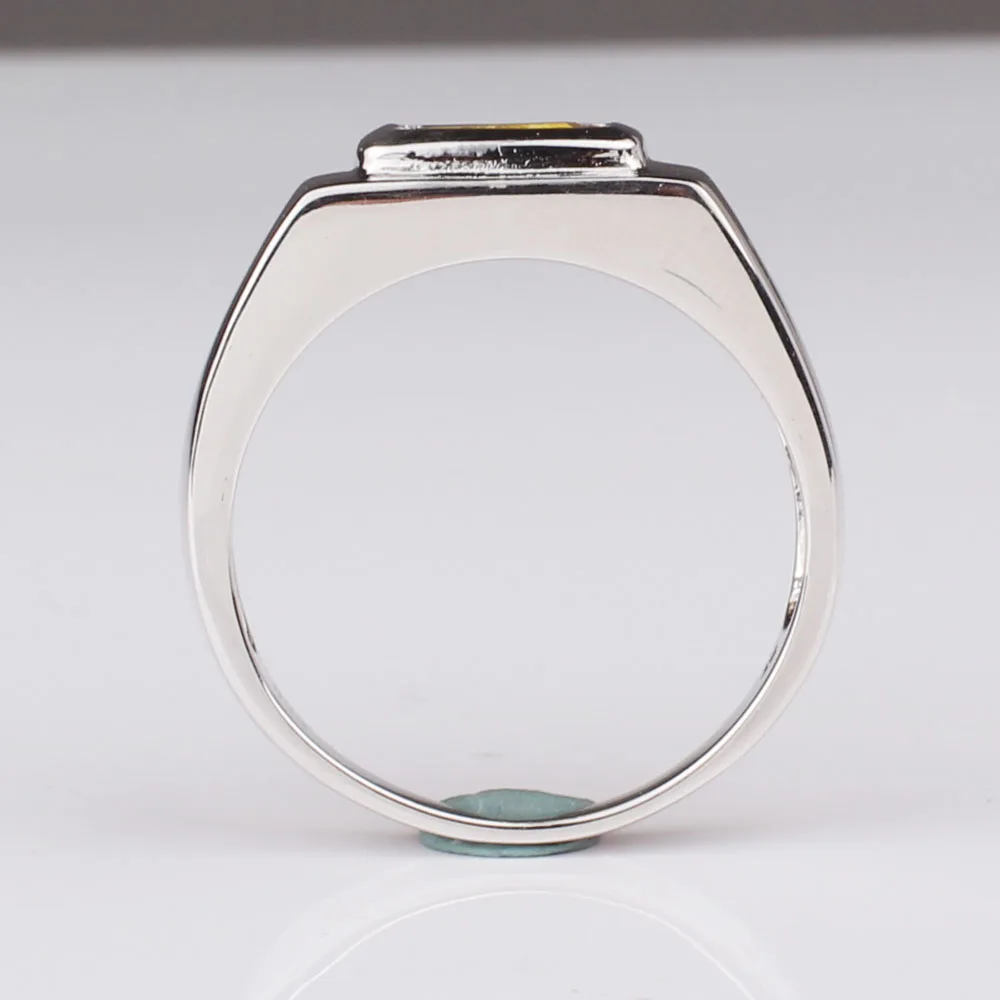 Настоящее 925 пробы Серебряное мужское кольцо модные украшения с 7x9 мм прямоугольным CZ R509