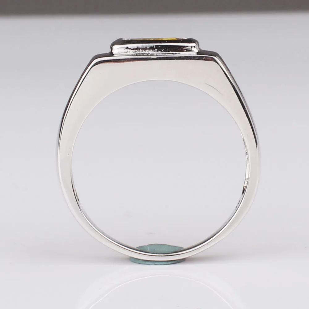 Real 925 Sterling Silver Men Ring Fashion Jewelry with 7x9mm Rectangular CZ R509