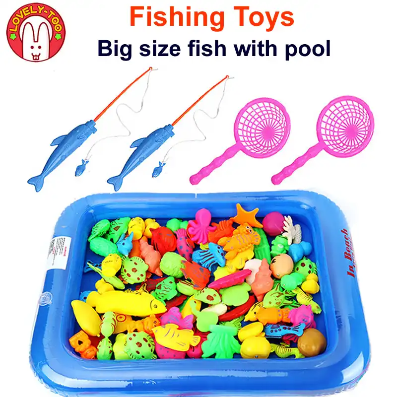 12PCS Magnetic Fishing <b>Toy</b> Big Size With Nets Rod 3D Fish <b>Plastic</b> ...