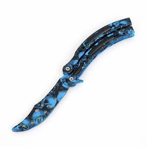 Swayboo складной нож бабочка в ноже выцветает doppler цвета игра бабочка тренировочный нож CS GO тренировочный нож не затачивается - Цвет: Blue camo