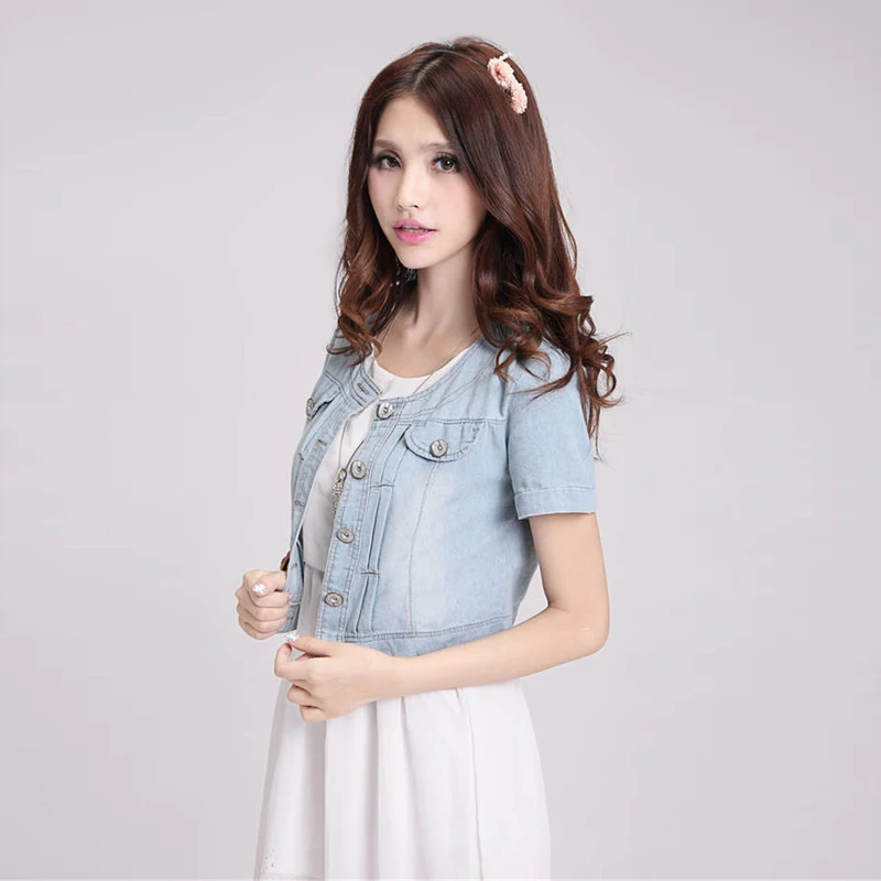 buy S-3XL Short Denim Jacket Casual Women Jean Chaquetas Mujer Jaquetas Short Sleeve Coat Feminino Vest